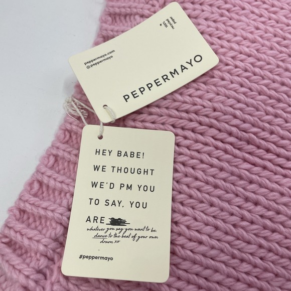 NWT PEPPERMAYO Women's Oversized Sweater M/L Pink Cable Bishop Sleeve - Picture 7 of 13